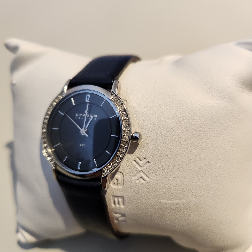 Skagen Black Leather Ladies' Watch